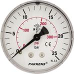 Pakkens 0-16 Bar 63 mm Arkadan Bağlantılı Kuru G 1/4 inç Manometre