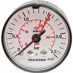 Pakkens 0-2.5 Bar 40 mm Arkadan Bağlantılı Kuru Manometre G 1/8 inç