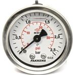 Pakkens 0-2.5 Bar 50 mm Arkadan Bağlantılı Gliserinli Manometre G 1/4 inç