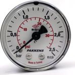 Pakkens 0-25 Bar 63 mm Arkadan Bağlantılı Kuru G 1/4 inç Manometre