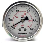 Pakkens Çap 50 Arkadan Bağlantılı Panotipi Yağlı / Gliserinli Manometre, Basınç Ölçer 1/4" - 2,5 Bar