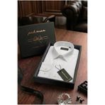 Pakman Slim Fit Beyaz Dacron Erkek Gömlek - Hediye Kutulu