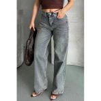 Palazzo Bıyık Kar Yıkama Buz Mavi Jeans Pantolon D2008