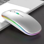 Paleon Rgb Işıklı Bluetooth Kablosuz Mouse(Bluetooth + Dongle Uyumlu - Beyaz