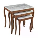 Palermo 3Lü Zigon Sehpa Mdf Mermer Kaplama & Lake Şerit Detaylı Lüks Tasarım