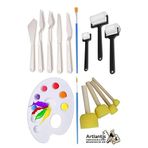 Palet Rulo Firca Ponpon Resim Fircasi Ve Plastik Spatula 1 Paket Resim Hobi Sanat Etkinlik Resim Paleti