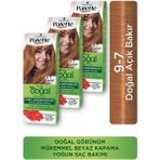 Palette 9-7 Doğal Açık Bakır Kalıcı Saç Boyası X 3 Doğal Görünüm ve Mükemmel Beyaz Kapama