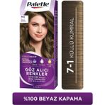 Palette Göz Alıcı Renkler 7-1 Küllü Kumral Pentanol Besleyici Yağ İçeren 115 ml Saç Boyası