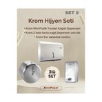 Palex 3 lü Hijyen Seti - Krom (Sıvı Sabunluk+Tuvalet Kağıt Dispenseri+ Z Katlı Havlu Dispenseri )