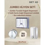 Palex 3 Lü Jumbo Hijyen Seti - Sıvı Sabunluk+Jumbo Tuvalet Kağıdı Dispenseri+Z Katlı Havlu Dispenser KROM KAPLAMA - Metalik