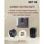 Palex 3 Lü Jumbo Hijyen Seti - Sıvı Sabunluk+Jumbo Tuvalet Kağıdı Dispenseri+Z Katlı Havlu Dispenser ŞEFFAF FÜME