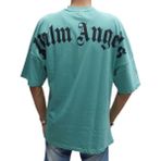 Palm Angels Erkek Geniş Omuzlu Düşük Kısa Kollu Pamuklu Tişört Ety-Plma - XL - Yeşil