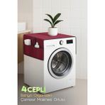 Palm Design Çamaşır Makinesi Örtüsü 4 Cepli Banyo Düzenleyici Organizer Buzdolabı Örtüsü Depolama Hurç - Bordo
