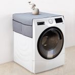 Palm Design Çamaşır Makinesi Örtüsü 4 Cepli Banyo Düzenleyici Organizer Buzdolabı Örtüsü Depolama Hurç - Gri