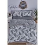 Palm Gri Desenli Çift Kişilik Çift Taraflı Welsoft Yorgan Seti Wellsoft Battaniye Pofuduk Yumuşak Yorgan Seti - 0315 Gri - 195 x 215 cm