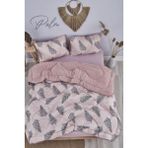Palm Pembe Desenli Çift Kişilik Çift Taraflı Welsoft Yorgan Seti Wellsoft Battaniye Pofuduk Yumuşak Yorgan Seti - 07-Pembe - 195 x 215 cm