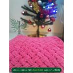 Palm Puffy Hasır Örgülü Pembe Bebek Battaniyesi