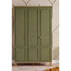 Palmera Atlas Modern Genç Odası Elbise Dolabı - 3 Kapılı Yeşil Gardırop - Tamamı Mdf ve Yonga Levha - Hava Kapsüllü - Meşe - Çim Yeşili