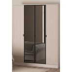Palmera Zen 4 Kapaklı Aynalı Gardırop - 158 cm Genişlik - Genç Odası Elbise Dolabı - Modern Beyaz - Dore