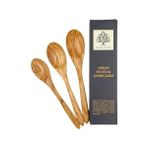 Palmira Demir El Yapımı Zeytin Ağacı Mutfak Seti – 3 Parça Tahta Kaşık | Doğal Ahşap | 30 cm - 0,5 x 7 cm