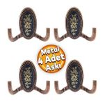 Palmira Duvar Vestiyer Askısı Metal Dolap Elbise Havlu Askılığı Antik Bakır Askı Askılık (4 Adet)