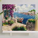 Palmiye Çıtalı 40x50 cm Mor Sümbül Tuval Seti