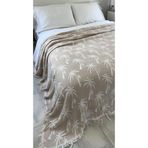 Palmiye Desen 4 Katlı Müslin Pike Yatak Örtüsü Battal Boy 240x260 cm Bej