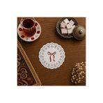 Palo Santo 1 Adet - Dantel Desenli Kurdele baskılı Yuvarlak Kağıt Bardak Altlığı (9 cm)