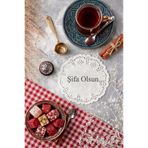 Palo Santo 1 Adet - Şifa olsun baskılı Dantel Desenli Yuvarlak Kağıt Bardak Altlığı (9 cm) Kullan At