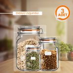 Palpak Klips Kapaklı Kavanoz Görünümlü Saklama Poşeti - 3 Adet (1 Büyük 1000ML,1 Orta 700ML,1 Küçük 200ML)
