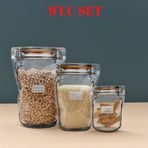 Palpak Klips Kapaklı Kavanoz Görünümlü Saklama Poşeti -9 Adet (3 Büyük 1000ML;3 Orta 700ML;3 Küçük 200 Ml)