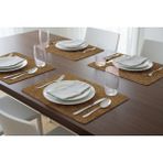 Pals Tekstil Deri Amerikan Servis / Supla / Placemats / 40X33 Dikdörtgen / 4'lü Set - 40 x 33 cm - Altın