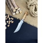 Palta Outdoor El Yapımı Doğa Spor Outdoor Bushcraft 28 cm Aslan Başlı Yelkenli Kamp Mutfak Bıçağı Deri Kılıflı - Kahverengi