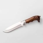 Palta Outdoor El Yapımı Doğa Spor Outdoor Bushcraft 28 cm Kurt Başlı Yatağan Kamp Mutfak Bıçağı Deri Kılıflı - Kahverengi