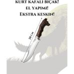 Palta Outdoor Kurt Başlı Şef Bıçağı Paslanmaz Çelik 28CM Ceviz Ağacı Kılıf li - Kahverengi