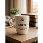 Palto Tasarım Anne Meleğimsin Krem Oval Kupa - Hediyelik Kupa Fincan Mug - 1 Adet