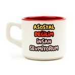 Palto Tasarım Asosyal Değilim İnsan Sevmiyorum Beyaz Venüs Kupa - Hediye Seramik Kupa