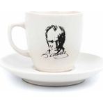 Palto Tasarım Atatürk Portre Krem Türk Kahvesi Fincanı - Hediye Seramik Türk Kahvesi Fincanı - 1 Adet