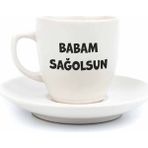 Palto Tasarım Babam Sağolsun Krem Türk Kahvesi Fincanı - Seramik Türk Kahvesi Fincanı - 1 Adet