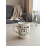 Palto Tasarım Ben Öyle Gördüm Krem Oval Kupa - Hediyelik Kupa Fincan Mug - 1 Adet