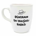 Palto Tasarım Dünyanın En Yakışıklı Babası Krem Oval Kupa - Hediye Seramik Kupa