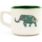 Palto Tasarım Etnik Fil Beyaz Venüs Kupa - Hediyelik Kupa Fincan Mug - 1 Adet