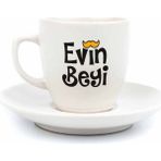 Palto Tasarım Evin Beyi Krem Türk Kahvesi Fincanı - Hediye Seramik Türk Kahvesi Fincanı - 1 Adet