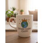 Palto Tasarım Evrenin Hakimi Annem Krem Oval Kupa - Hediyelik Kupa Fincan Mug - 1 Adet