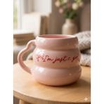Palto Tasarım I Am Just A Girl! Baskılı El Yapımı Krem Parlak Pembe Bubble Kupa - El Işçiliği Hediyelik Kupa - 1 Adet - 300 ml