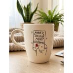 Palto Tasarım Kahve Iç, Dik Dur, Aşırı Düşünme! Krem Oval Kupa - Hediyelik Kupa Fincan Mug - 1 Adet