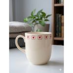 Palto Tasarım Kalp Kutucuk Krem Juno Kupa -Hediyelik Kupa Fincan Mug - Beyaz - 195 ml