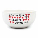 PALTO TASARIM Kendin İçin Ye Elalem Doymuyor Krem Seramik Kase - Hediye Seramik Kase