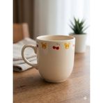 Palto Tasarım Kiraz Ayıcık Krem Juno Kupa -Hediyelik Kupa Fincan Mug - Beyaz - 350 ml