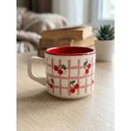 Palto Tasarım Kiraz Sarmal Tasarımlı Beyaz Venüs Kupa - Hediyelik Kupa Fincan Mug - 1 Adet - 195 ml